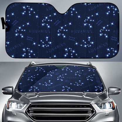 Aquarius Zodiac Pattern Print Design 02 Car Sun Shade-JORJUNE.COM