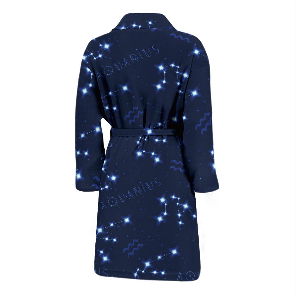 Aquarius Zodiac Pattern Print Design 02 Men Bathrobe-JORJUNE.COM