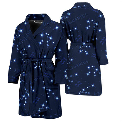Aquarius Zodiac Pattern Print Design 02 Men Bathrobe-JORJUNE.COM