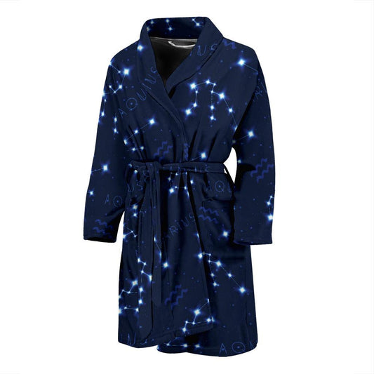 Aquarius Zodiac Pattern Print Design 02 Men Bathrobe-JORJUNE.COM