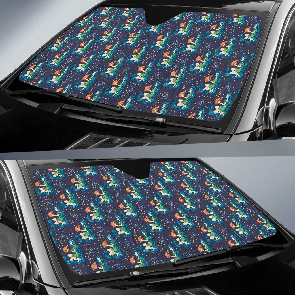 Aquarius Zodiac Pattern Print Design 03 Car Sun Shade-JORJUNE.COM