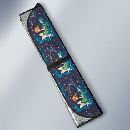 Aquarius Zodiac Pattern Print Design 03 Car Sun Shade-JORJUNE.COM