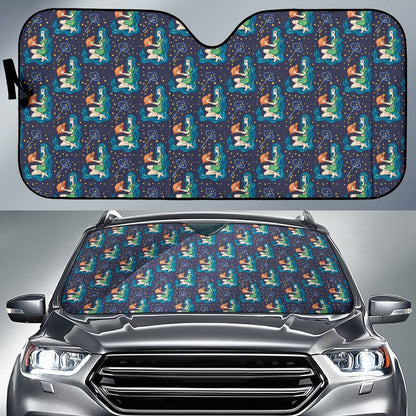 Aquarius Zodiac Pattern Print Design 03 Car Sun Shade-JORJUNE.COM