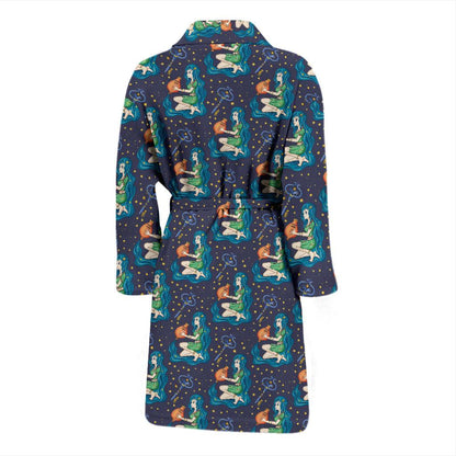 Aquarius Zodiac Pattern Print Design 03 Men Bathrobe-JORJUNE.COM