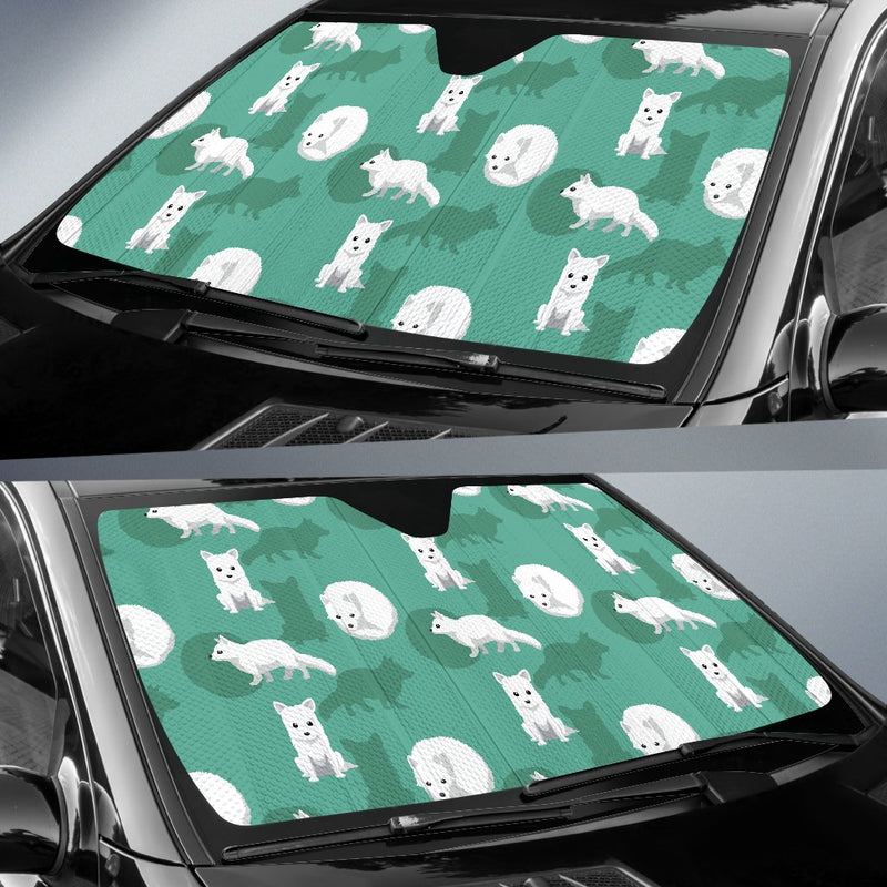 Arctic Fox Pattern Print Design Car Sun Shade-JORJUNE.COM