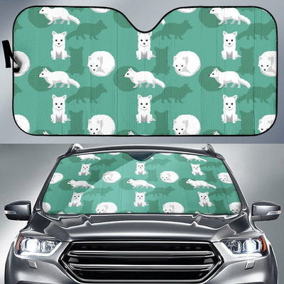 Arctic Fox Pattern Print Design Car Sun Shade-JORJUNE.COM