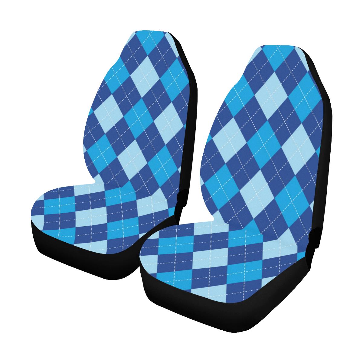 Argyle Blue Pattern Print Design 02 Car Seat Covers (Set of 2)-JORJUNE.COM