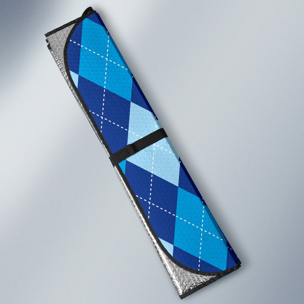 Argyle Blue Pattern Print Design 02 Car Sun Shade-JORJUNE.COM