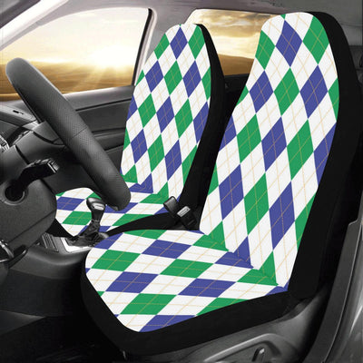 Argyle Green Blue Pattern Print Design 03 Car Seat Covers (Set of 2)-JORJUNE.COM