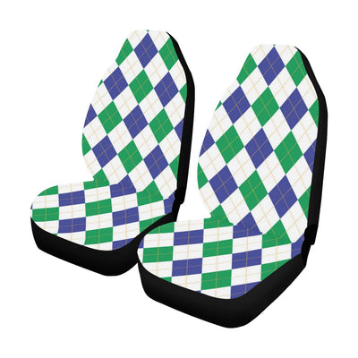Argyle Green Blue Pattern Print Design 03 Car Seat Covers (Set of 2)-JORJUNE.COM