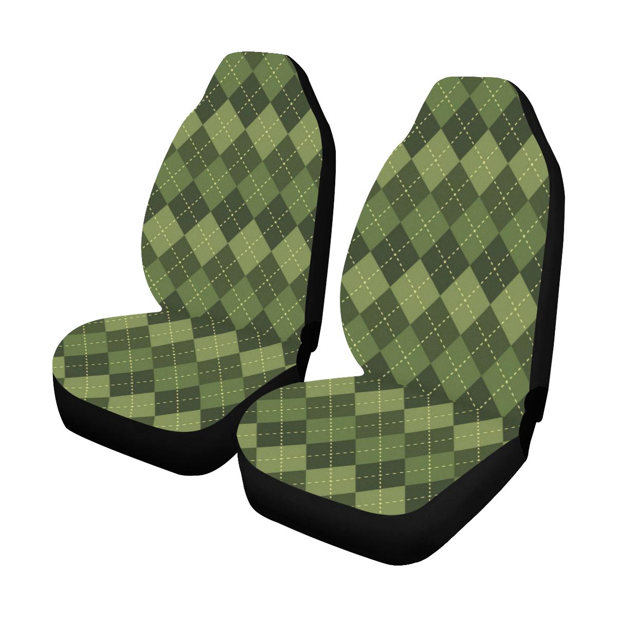 Argyle Green Pattern Print Design 01 Car Seat Covers (Set of 2)-JORJUNE.COM