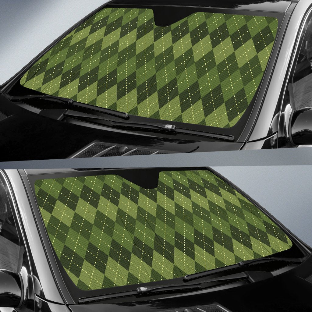 Argyle Green Pattern Print Design 01 Car Sun Shade-JORJUNE.COM