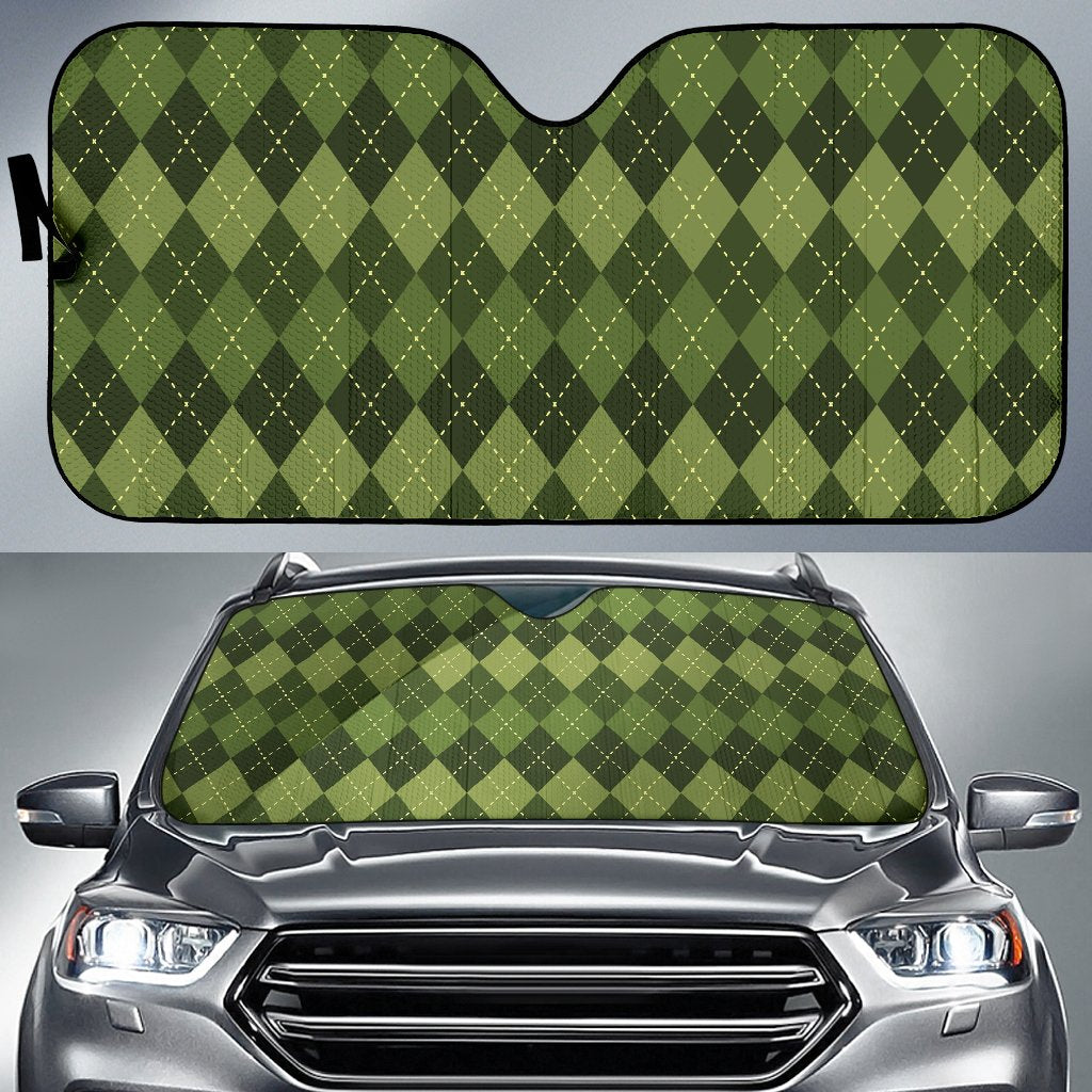 Argyle Green Pattern Print Design 01 Car Sun Shade-JORJUNE.COM