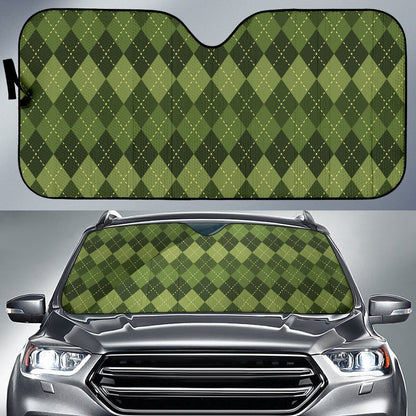 Argyle Green Pattern Print Design 01 Car Sun Shade-JORJUNE.COM