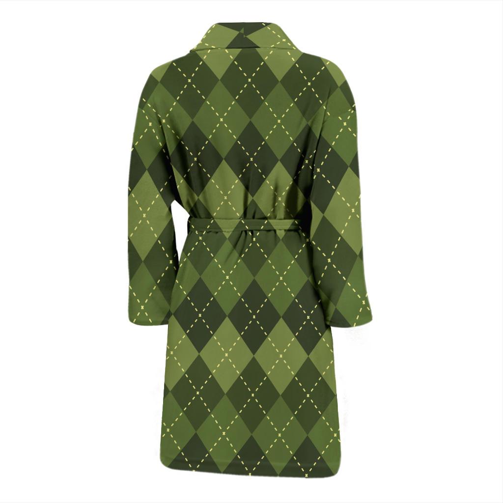 Argyle Green Pattern Print Design 01 Men Bathrobe-JORJUNE.COM