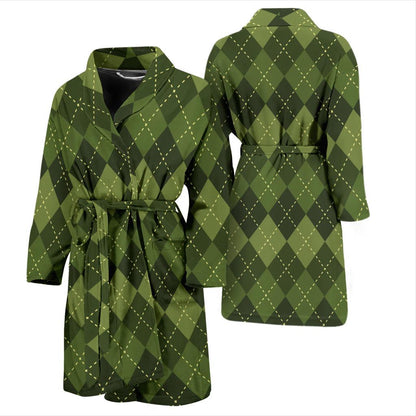Argyle Green Pattern Print Design 01 Men Bathrobe-JORJUNE.COM