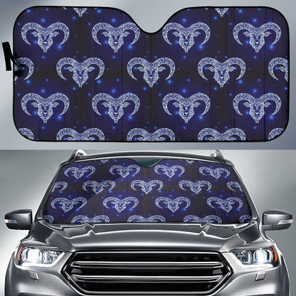 Aries Zodiac Pattern Print Design 01 Car Sun Shade-JORJUNE.COM