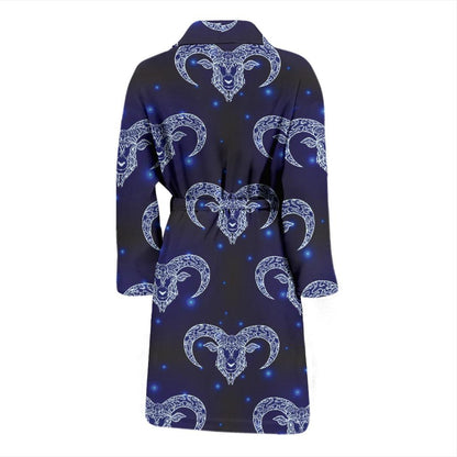Aries Zodiac Pattern Print Design 01 Men Bathrobe-JORJUNE.COM