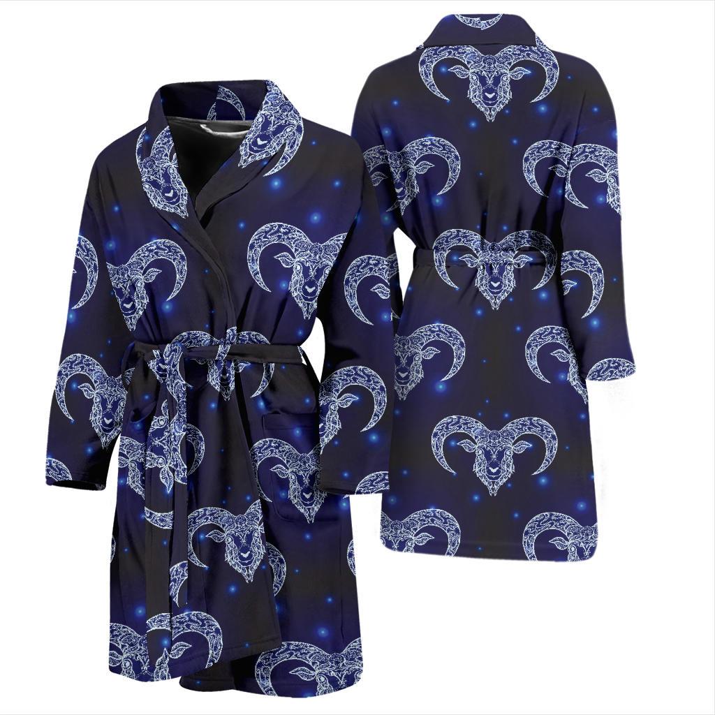 Aries Zodiac Pattern Print Design 01 Men Bathrobe-JORJUNE.COM