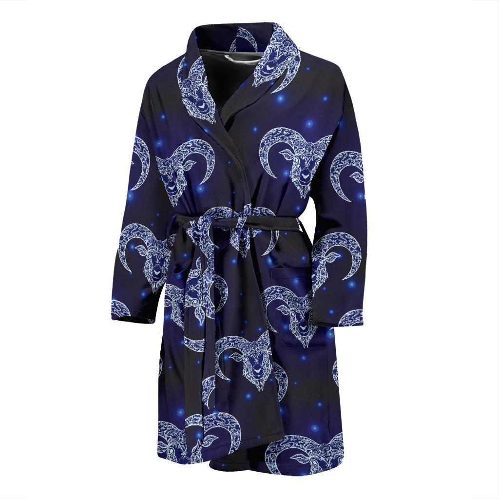 Aries Zodiac Pattern Print Design 01 Men Bathrobe-JORJUNE.COM