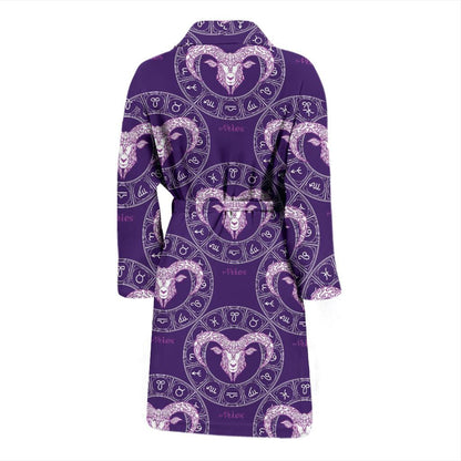 Aries Zodiac Pattern Print Design 02 Men Bathrobe-JORJUNE.COM