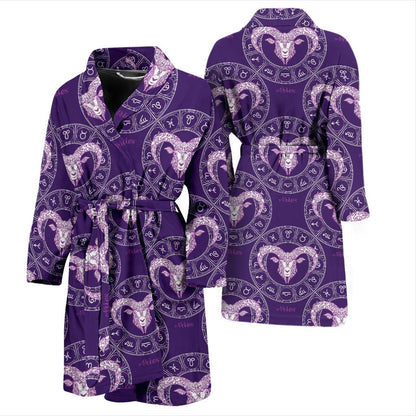 Aries Zodiac Pattern Print Design 02 Men Bathrobe-JORJUNE.COM