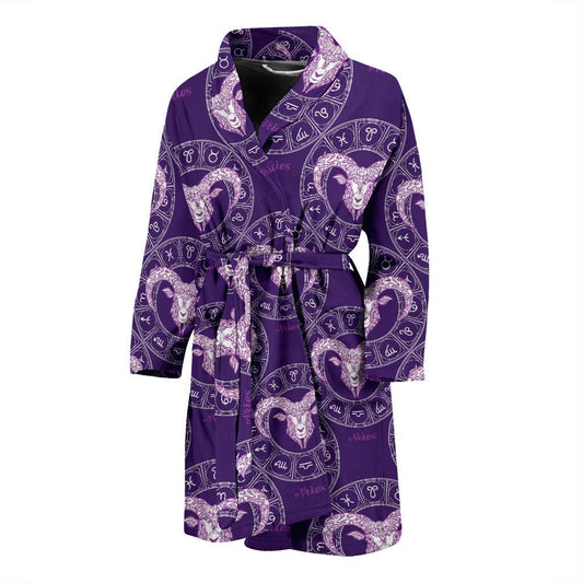 Aries Zodiac Pattern Print Design 02 Men Bathrobe-JORJUNE.COM