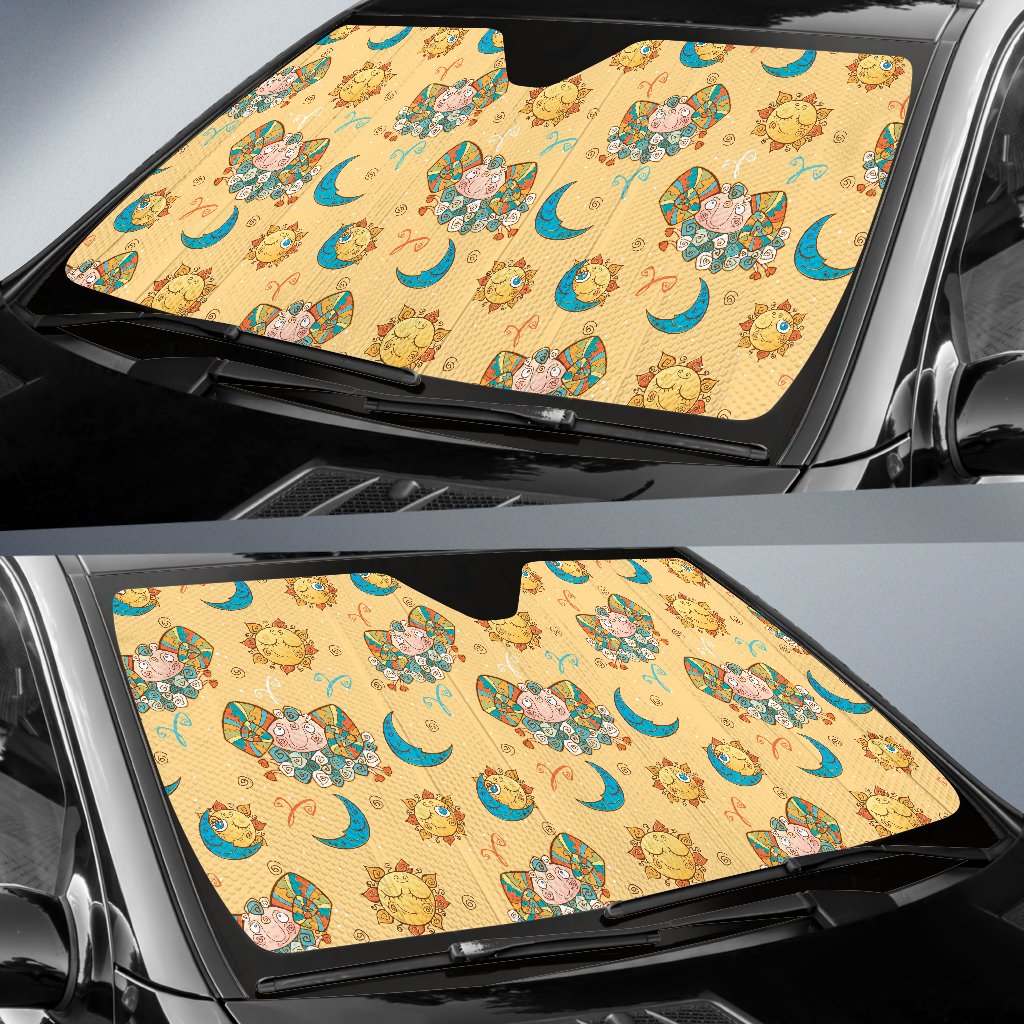 Aries Zodiac Pattern Print Design 03 Car Sun Shade-JORJUNE.COM