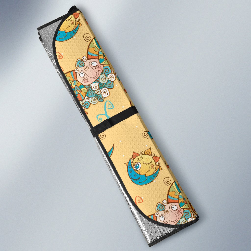 Aries Zodiac Pattern Print Design 03 Car Sun Shade-JORJUNE.COM