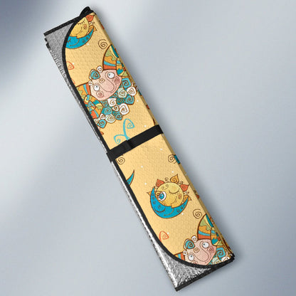 Aries Zodiac Pattern Print Design 03 Car Sun Shade-JORJUNE.COM