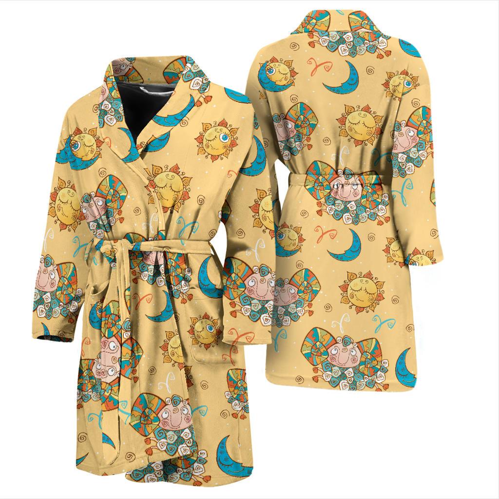 Aries Zodiac Pattern Print Design 03 Men Bathrobe-JORJUNE.COM