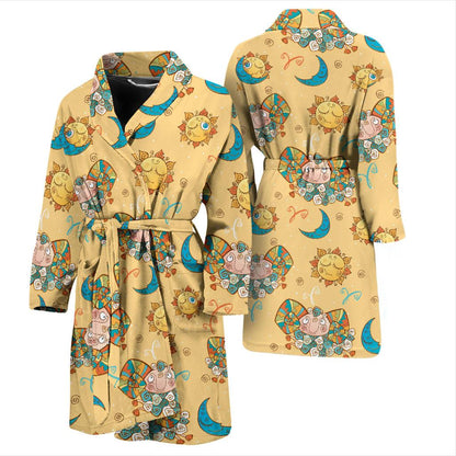 Aries Zodiac Pattern Print Design 03 Men Bathrobe-JORJUNE.COM