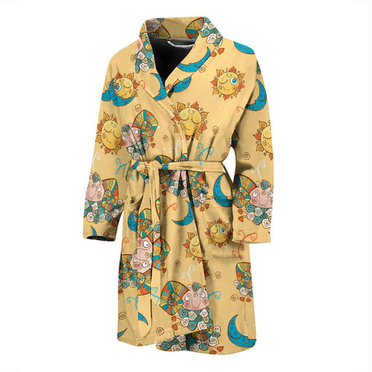 Aries Zodiac Pattern Print Design 03 Men Bathrobe-JORJUNE.COM