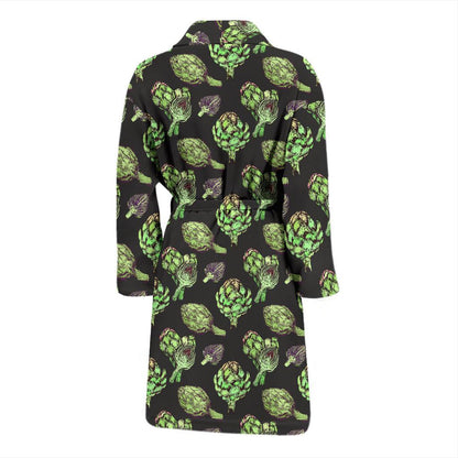 Artichoke Pattern Print Design 02 Men Bathrobe-JORJUNE.COM