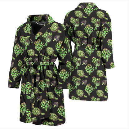 Artichoke Pattern Print Design 02 Men Bathrobe-JORJUNE.COM