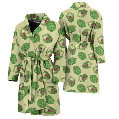 Artichoke Pattern Print Design 03 Men Bathrobe-JORJUNE.COM