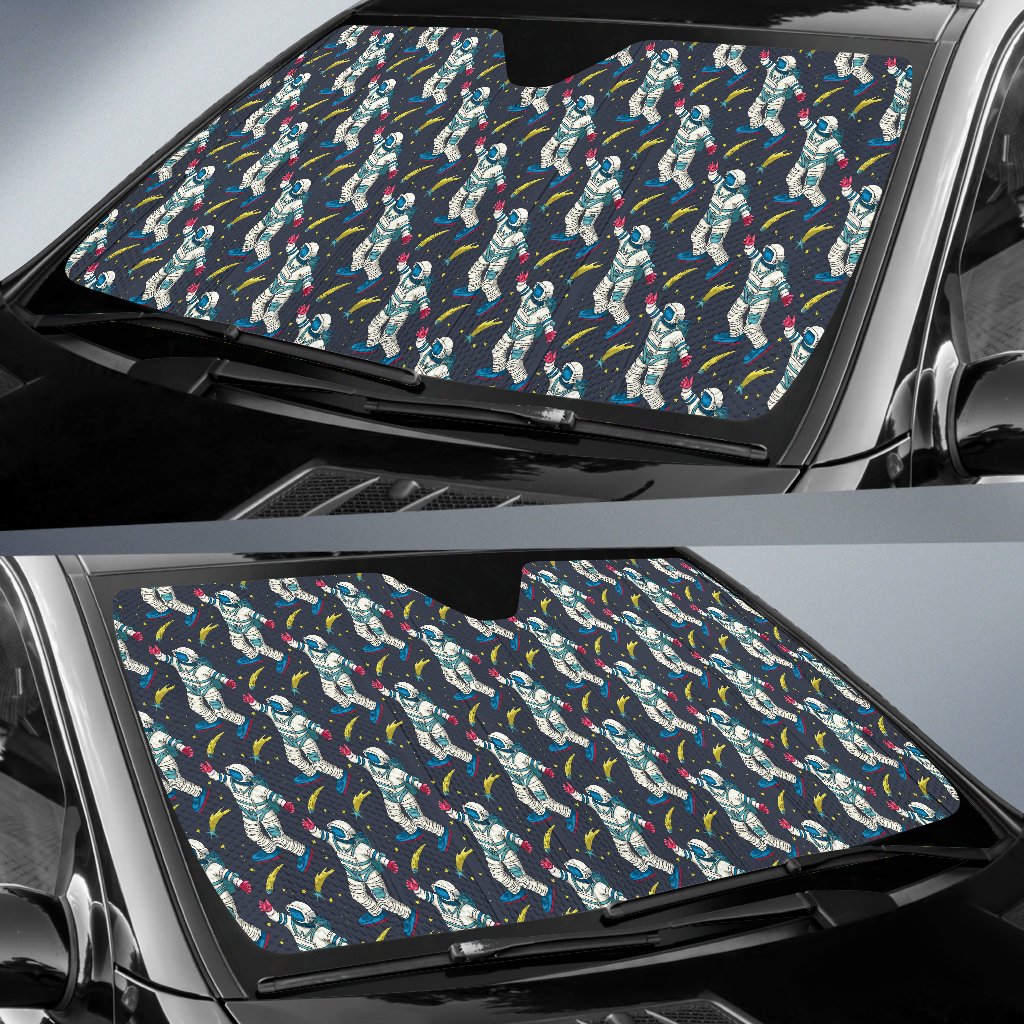 Astronaut Pattern Print Design 04 Car Sun Shade-JORJUNE.COM