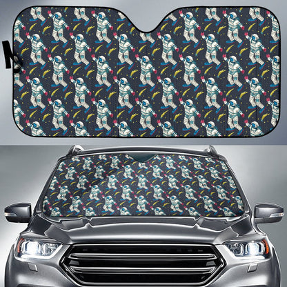 Astronaut Pattern Print Design 04 Car Sun Shade-JORJUNE.COM