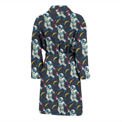 Astronaut Pattern Print Design 04 Men Bathrobe-JORJUNE.COM