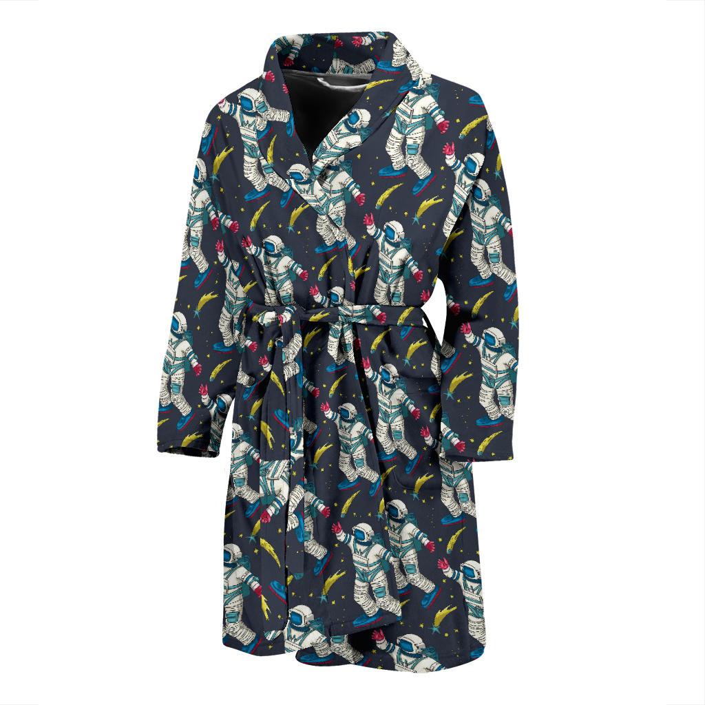 Astronaut Pattern Print Design 04 Men Bathrobe-JORJUNE.COM