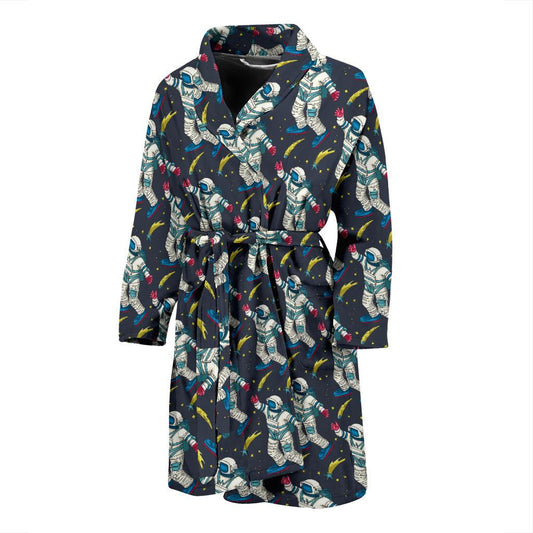 Astronaut Pattern Print Design 04 Men Bathrobe-JORJUNE.COM