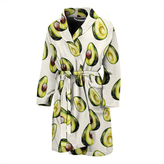 Avocado Pattern Print Design 01 Men Bathrobe-JORJUNE.COM