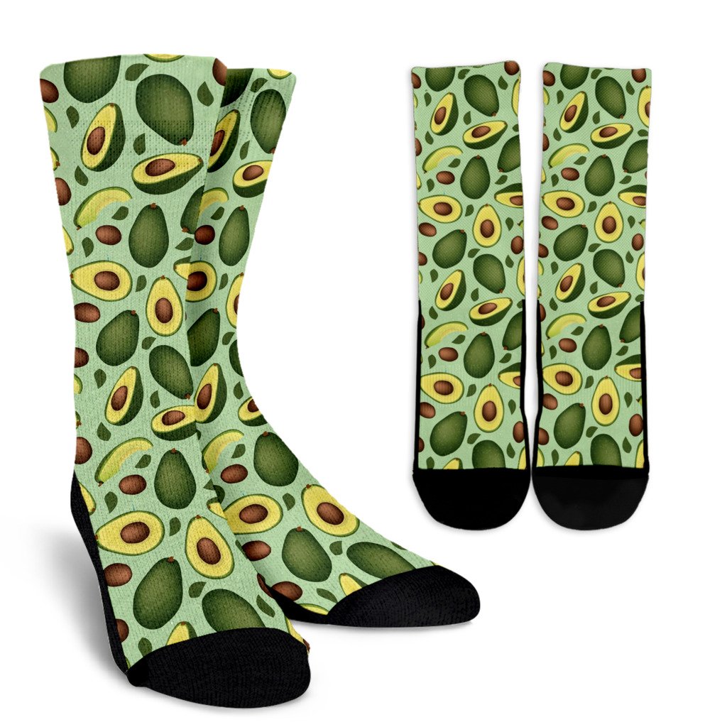 Avocado Pattern Print Design AC01 Crew Socks-JORJUNE.COM