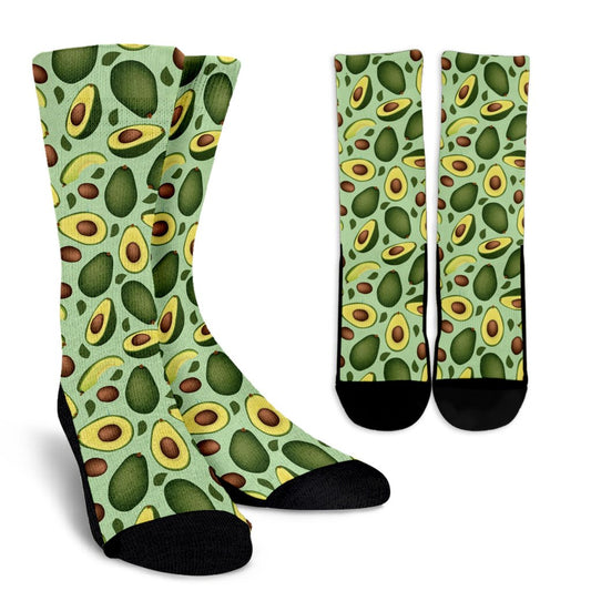 Avocado Pattern Print Design AC01 Crew Socks-JORJUNE.COM