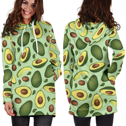 Avocado Pattern Print Design AC01 Women Hoodie Dress