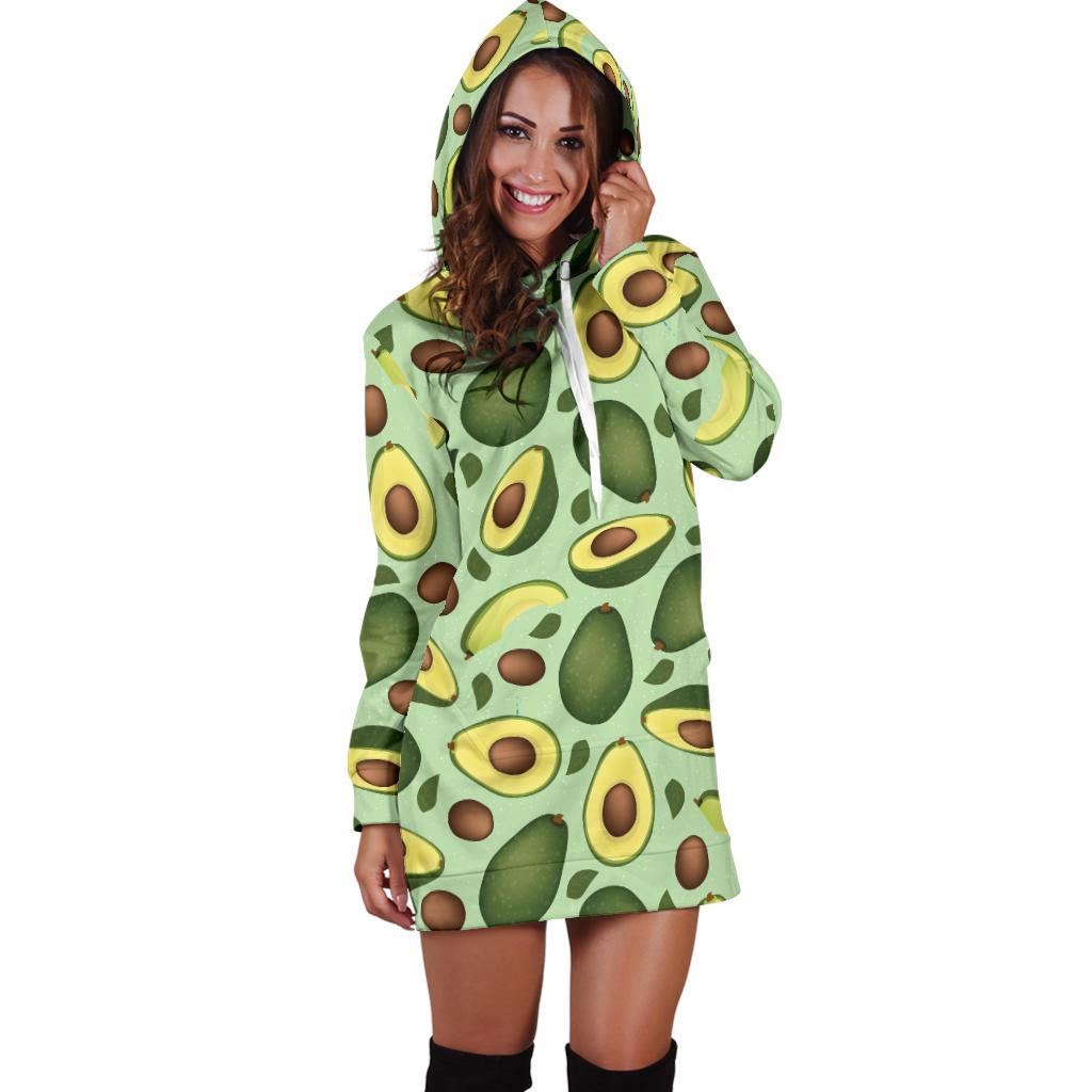 Avocado Pattern Print Design AC01 Women Hoodie Dress