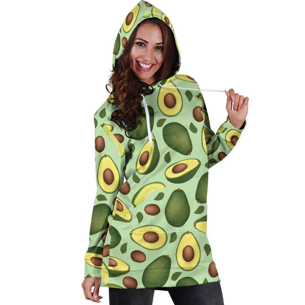 Avocado Pattern Print Design AC01 Women Hoodie Dress