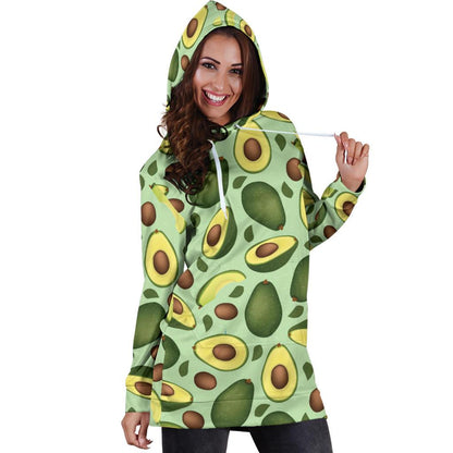 Avocado Pattern Print Design AC01 Women Hoodie Dress