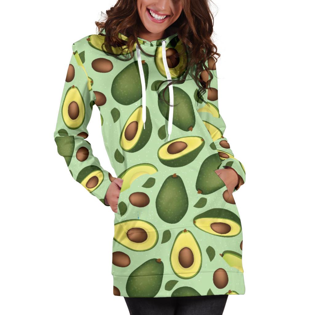 Avocado Pattern Print Design AC01 Women Hoodie Dress