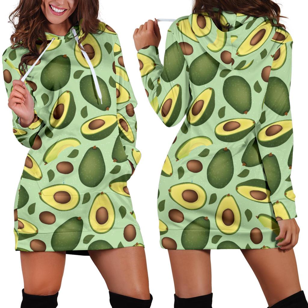 Avocado Pattern Print Design AC01 Women Hoodie Dress